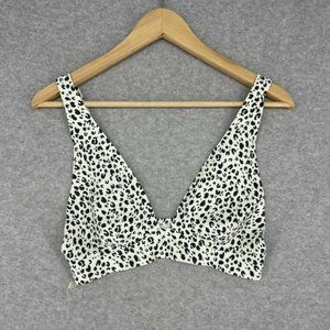 Free People  Erin Printed White Leopard Print Scuba Bralette Size Medium Casual